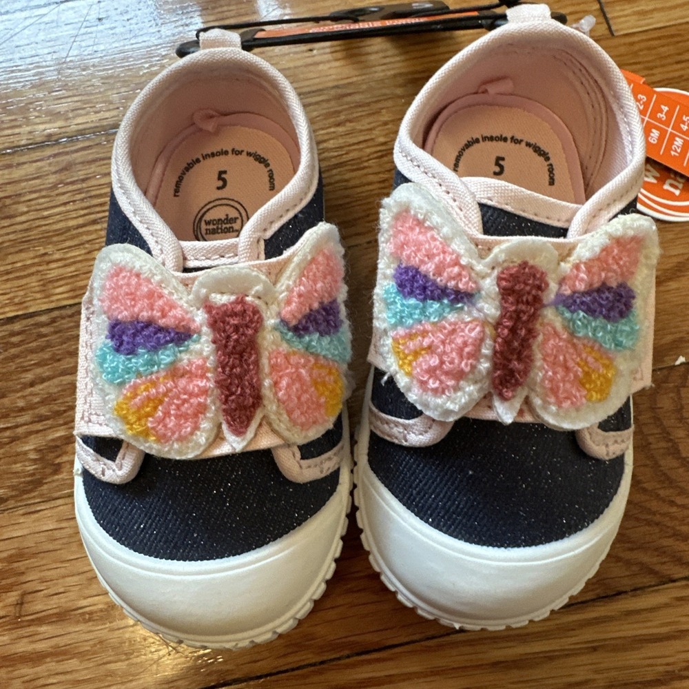 Wonder Nation Toddler Girls Butterfly Sneakers Size 5